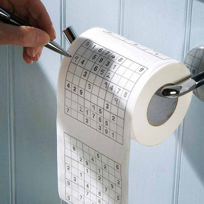 Sudoku Toiletpapier - 9 x 9 Sudoku Puzzels - Ieder Vel een Andere Puzzel - Wc Rol met Sudoku Puzzels