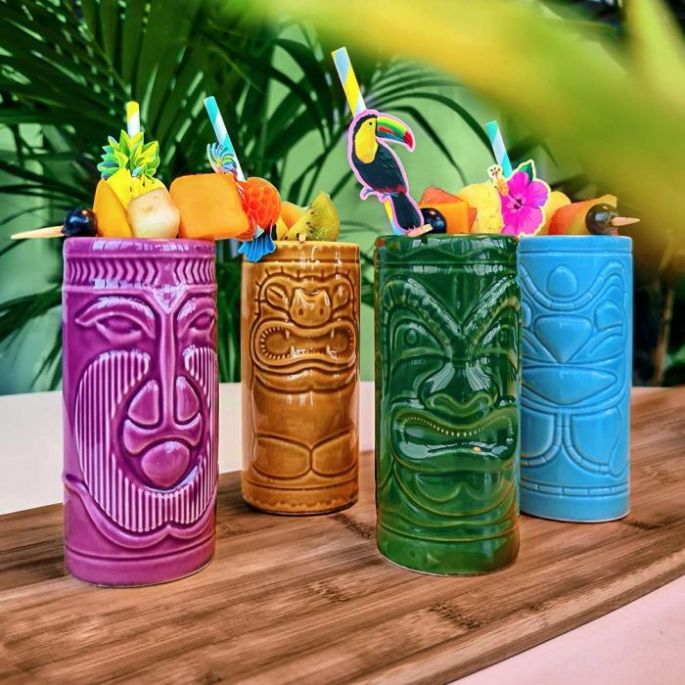 Tiki Mugs - Set van 4 - Cocktailglazen - Vaatwasserbestendig - 330ML - Keramische Mokken - Cocktailbekers