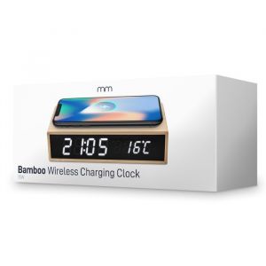 Bamboo wekker met Draadloze Oplader - Bamboo Wireless Charger Clock