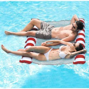 Waterhangmat XXL - Geschikt voor 2 Personen - Opblaasbaar - Groot Luchtbed 138 x 130cm - Waterhammock 