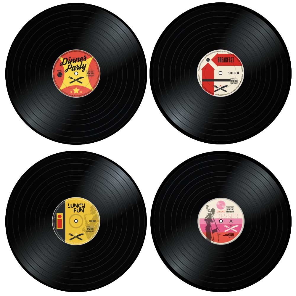 Vinyl Placemats 4st, retro gadget